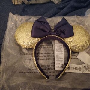 Disney Blue and Gold Minnie Mouse Ears NWT